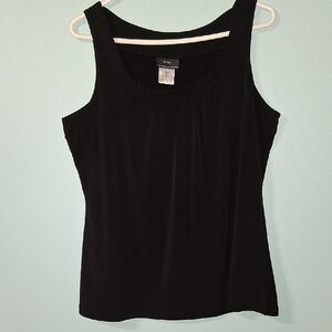 NYC Elegant Black Dress Tank Top W/designed Neckline
